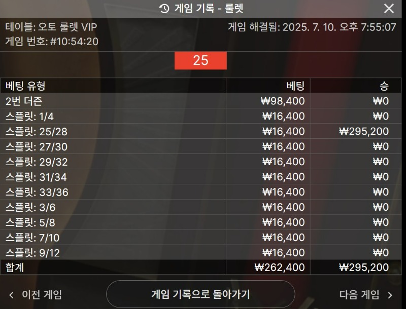 룰렛 승!