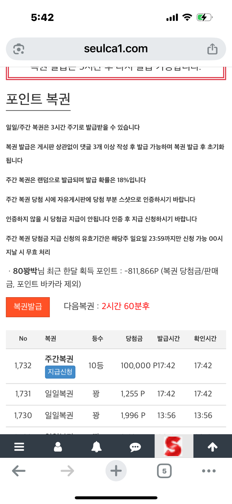 주복 10등...