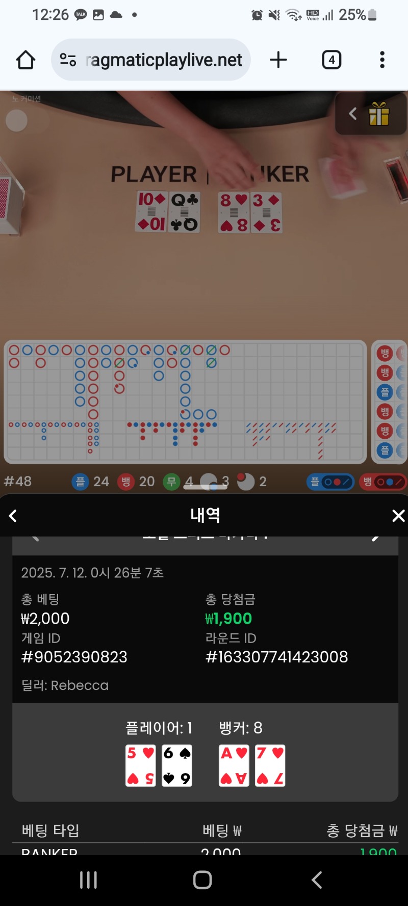바카라 소액승리
