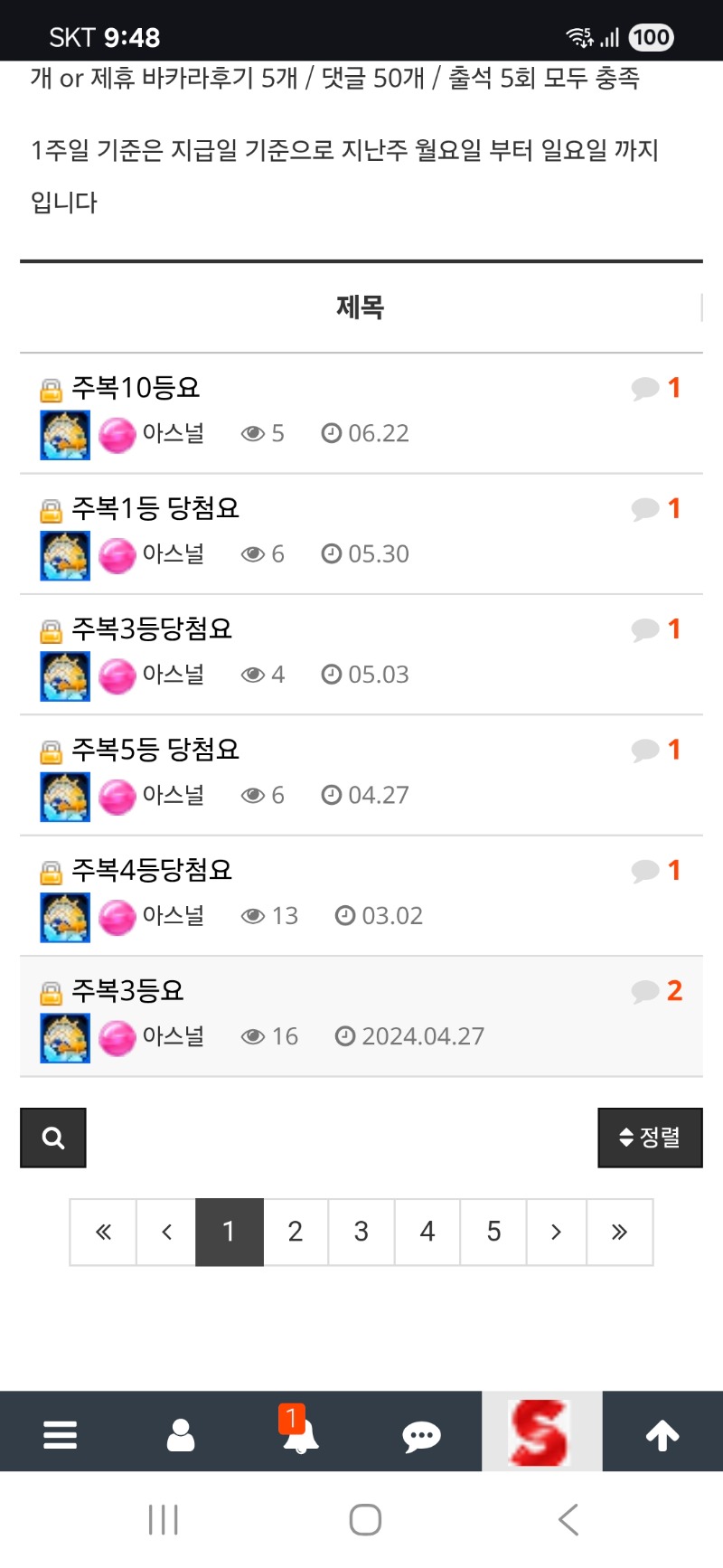 지금껏 주복 당첨 된게 꽤  있네요