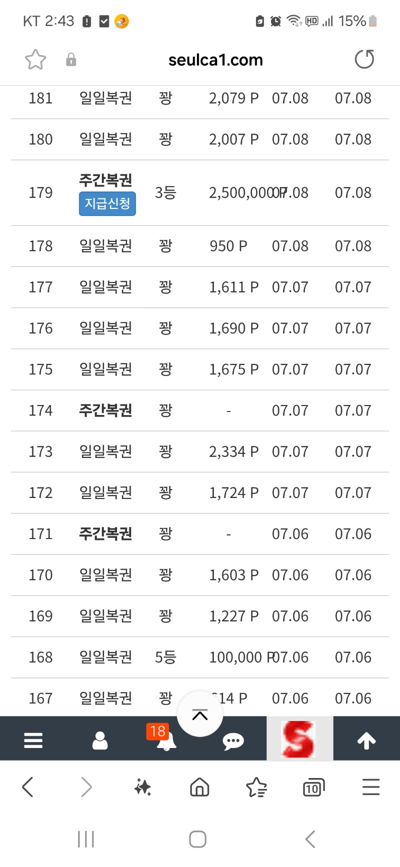 주간복권3등^^