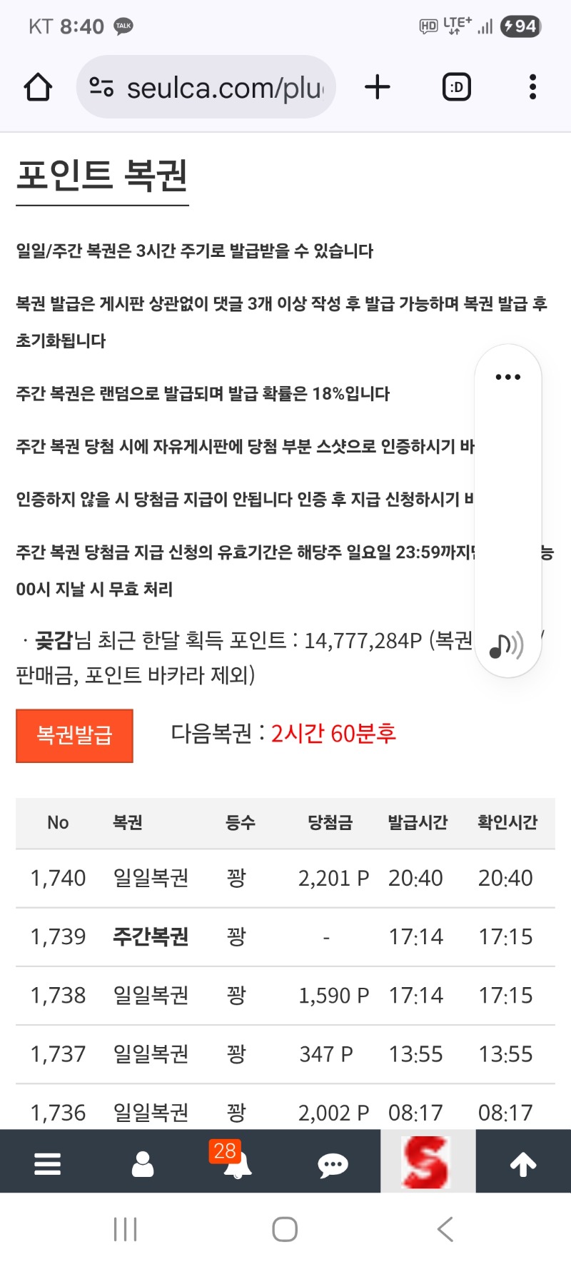 일복 그냥가네요