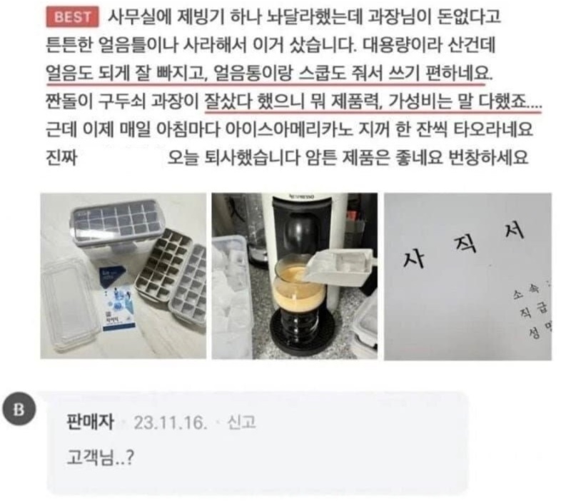 얼음틀 구매 후기