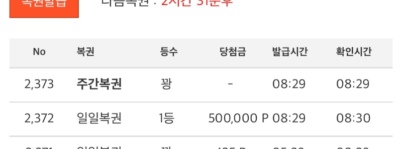 모닝일복 1등 ㅅ ㅅ