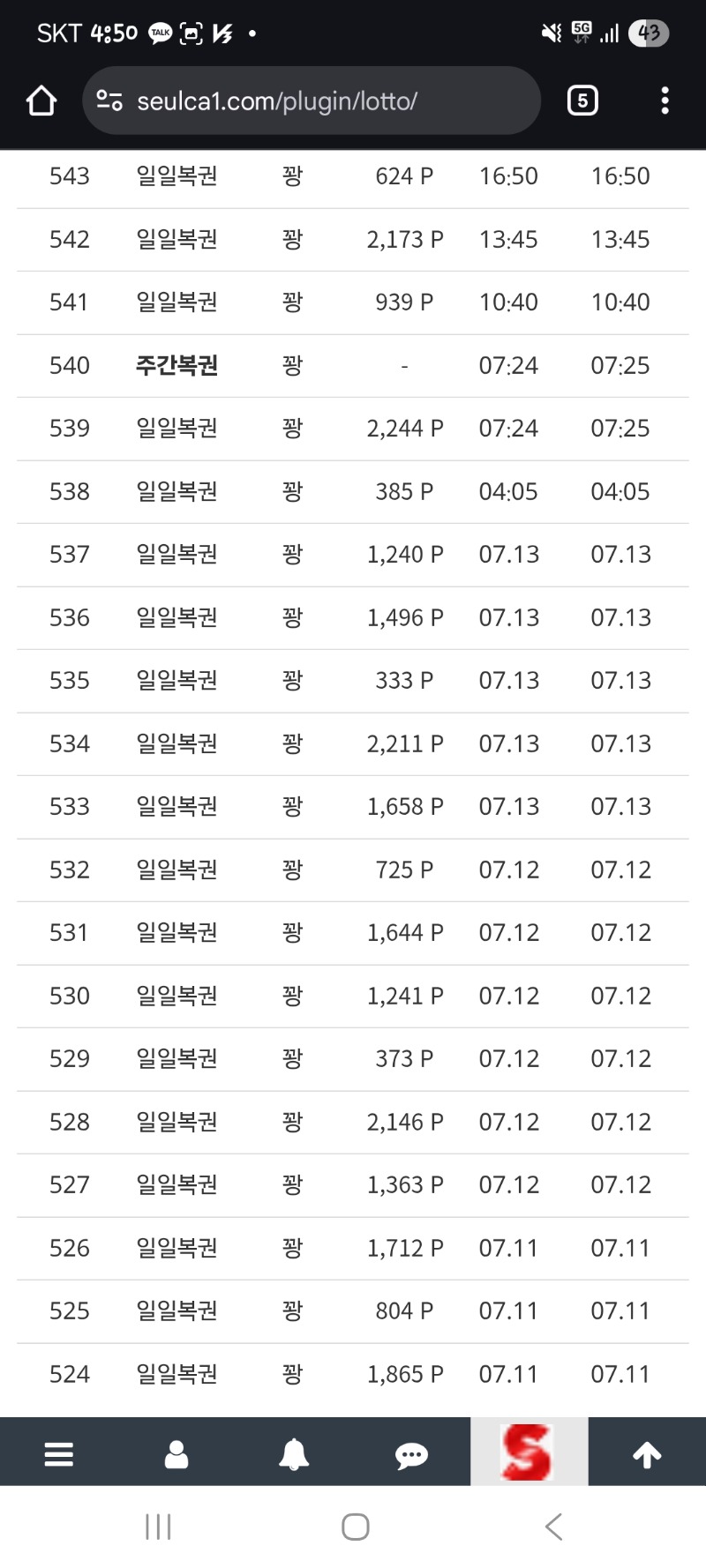 후 일복1등 2번 나오고 꽝페이지 채우는중!