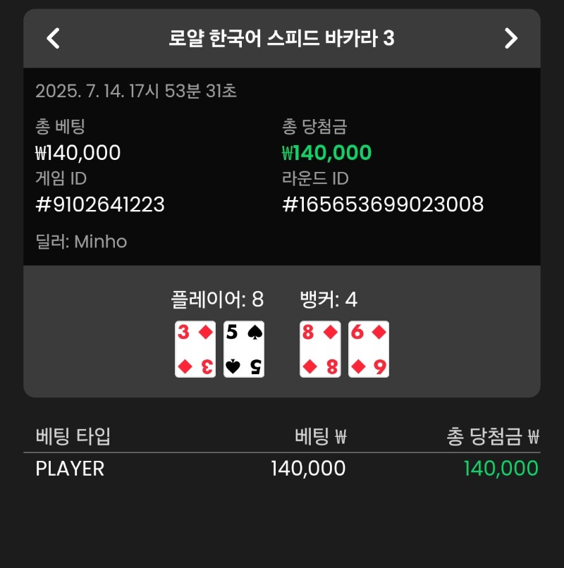 바카라 플레이어 승