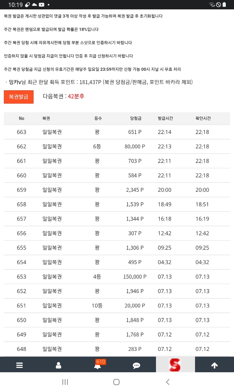 일복4장 구매 결과는...