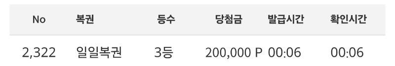 일복3등 당첨