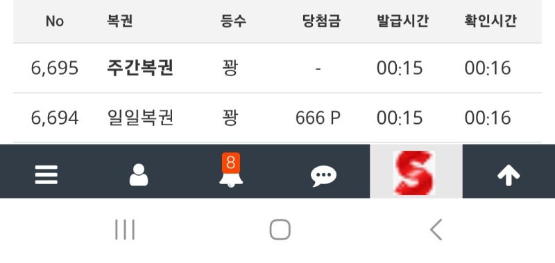첫복권이 쌍복으로와서 잠깐 설레였네ㅋㅋ