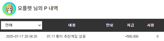 붱형이 챙겨준 뽀인트 ㅅㅅㅅㅅ