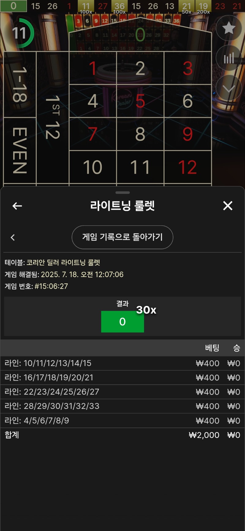 룰렛 2패