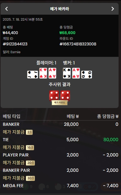 메가 바카라 무