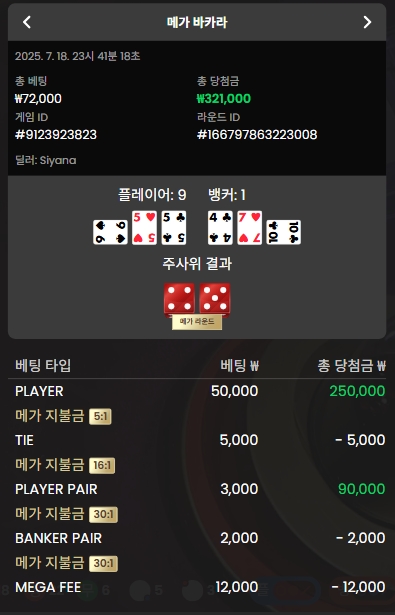 메가 바카라 승2