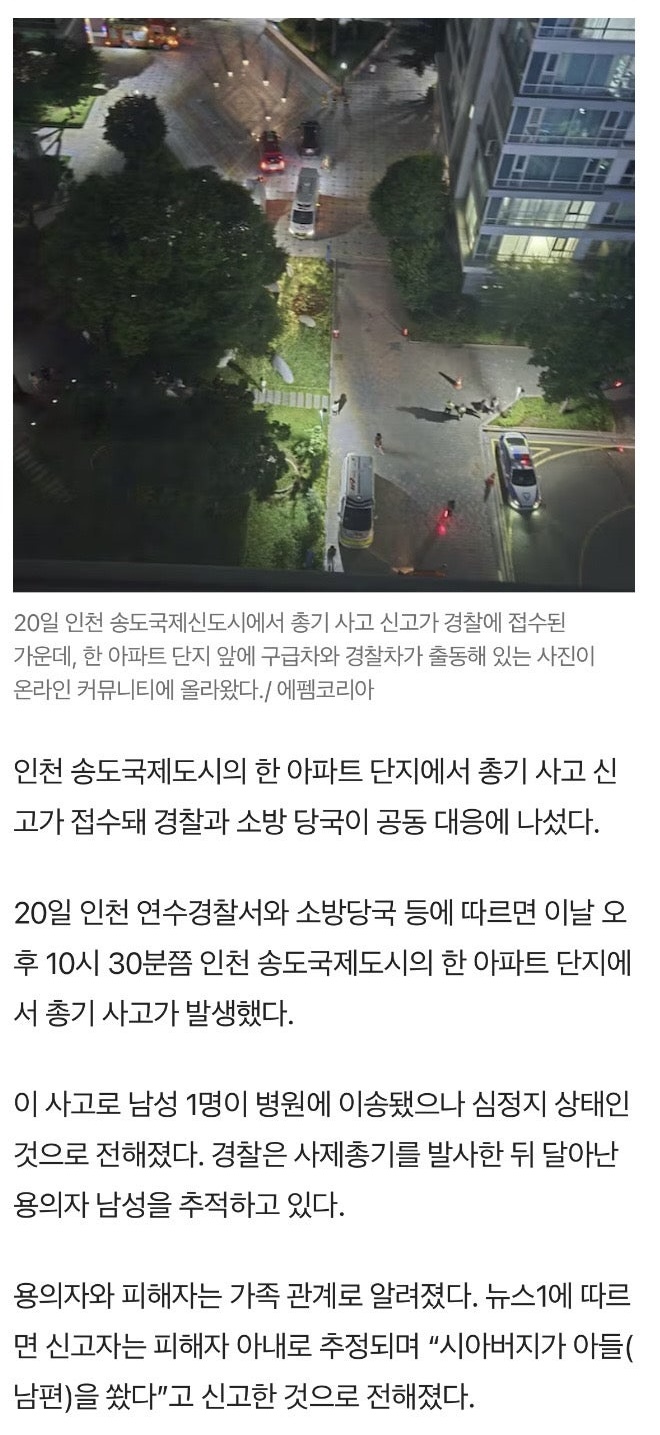 송도에서 총기사고 발생 :