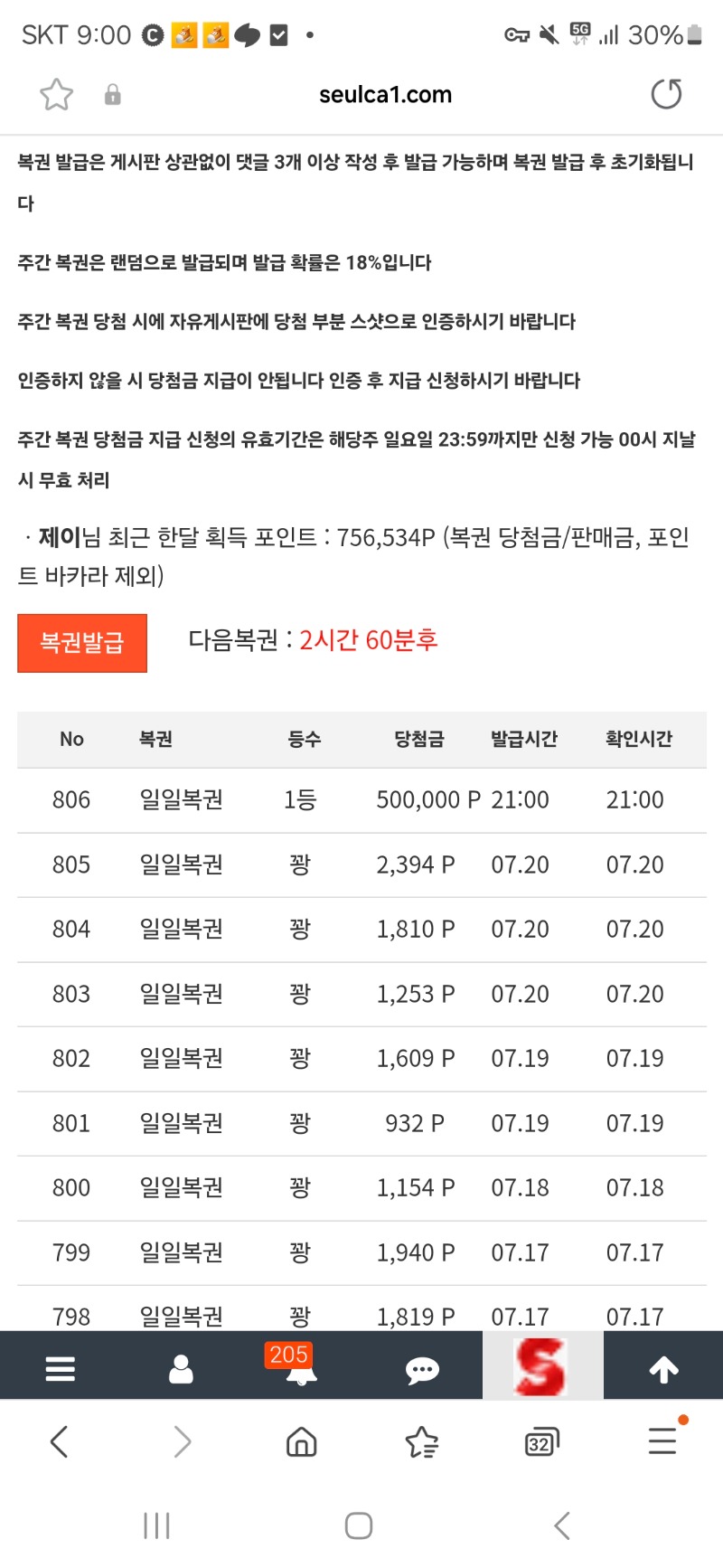 일복 1등