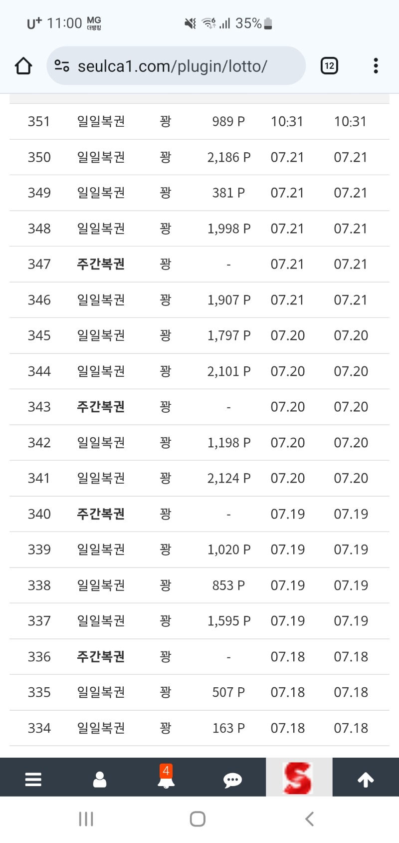 60꽝 달성 40꽝 남았으