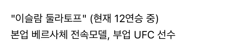 부업 UFC 베르사체 전속모델