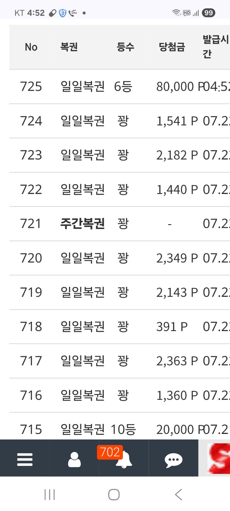모닝일복 6등 감사합니다