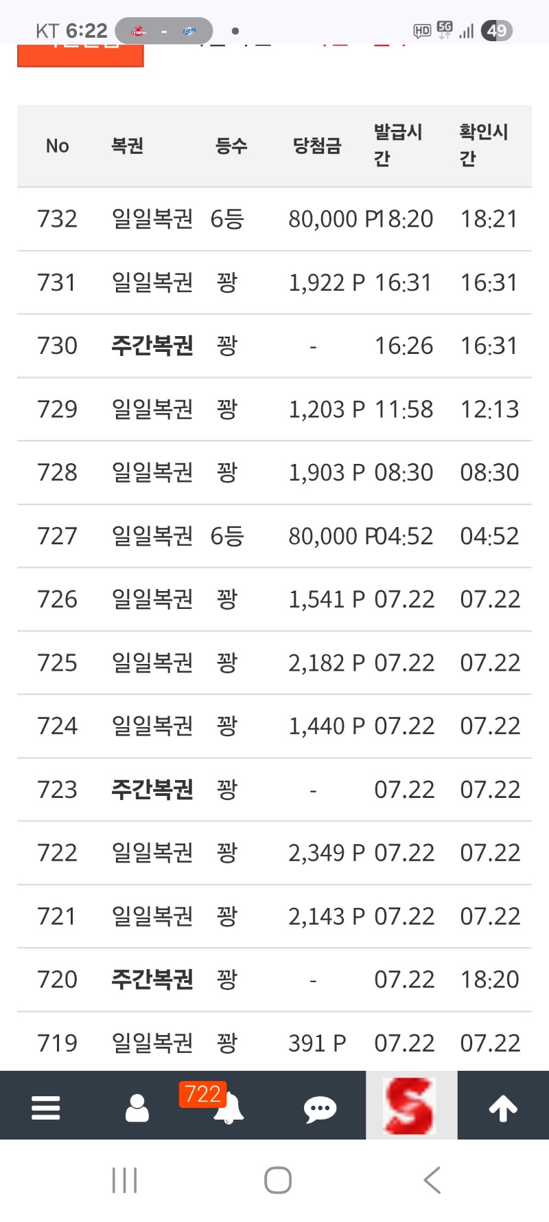 구매복권 처음으로6등