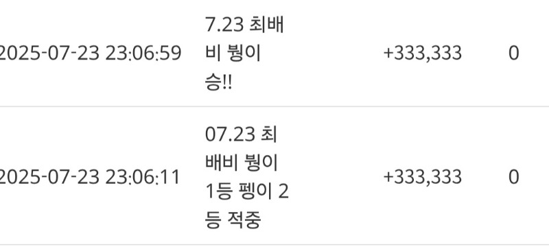 최배비~~1~2등 적중~~