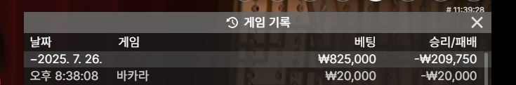 바카라 오늘은 손실 마감!