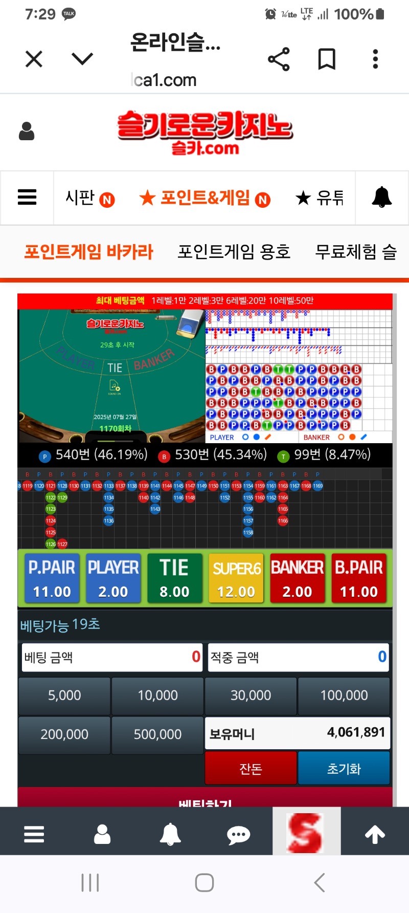 슬포 400돌파~~
