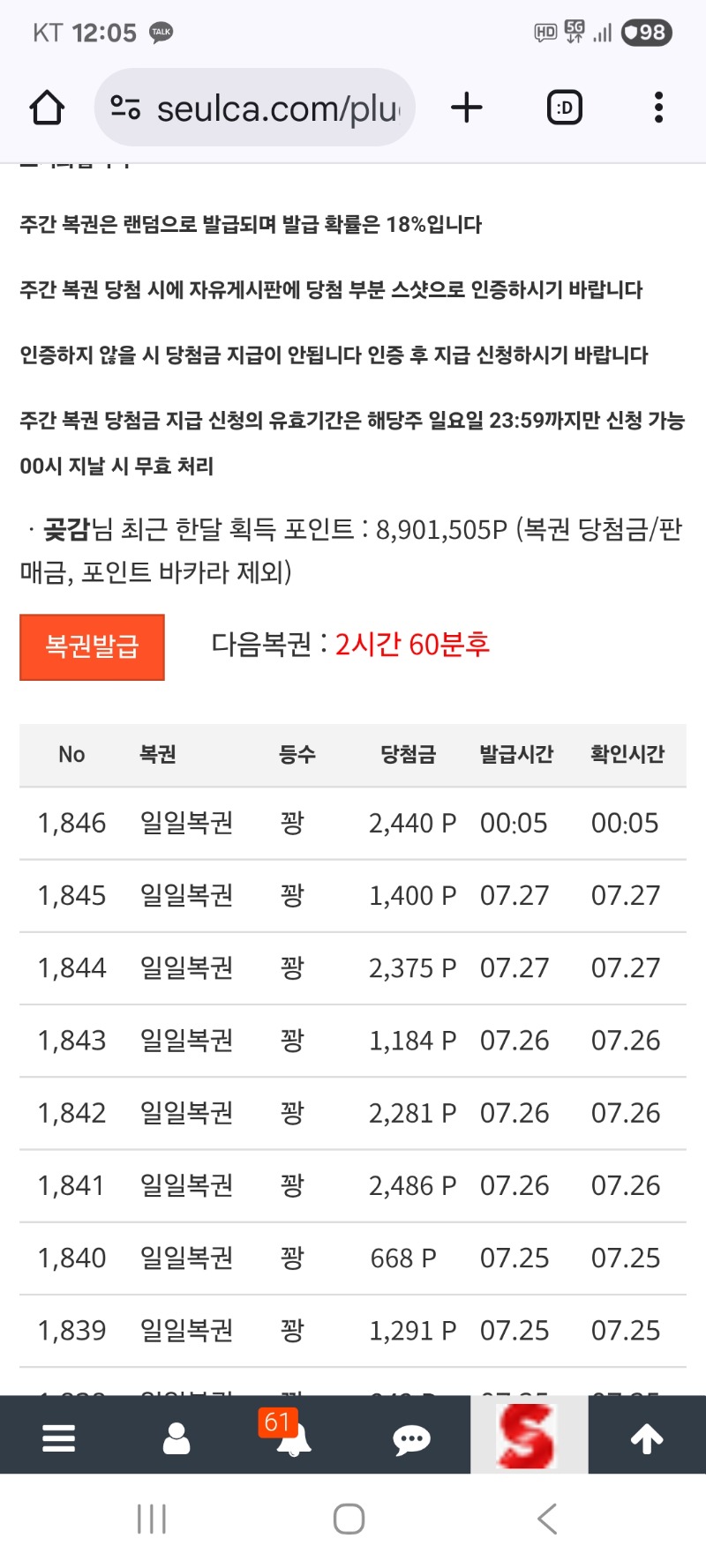 첫복   그냥가네요