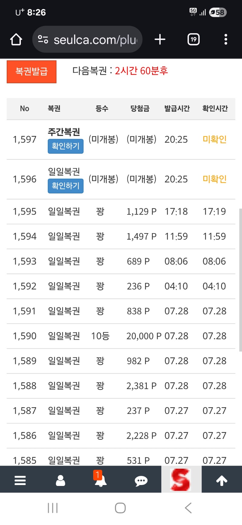 쌍복이네요.그런데 다 꽝이네!하