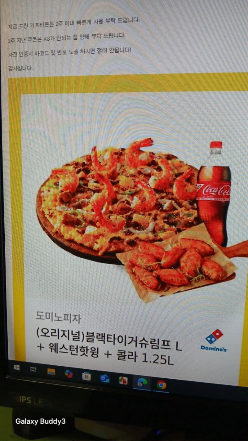 미니형난 도미노 피자 당첨