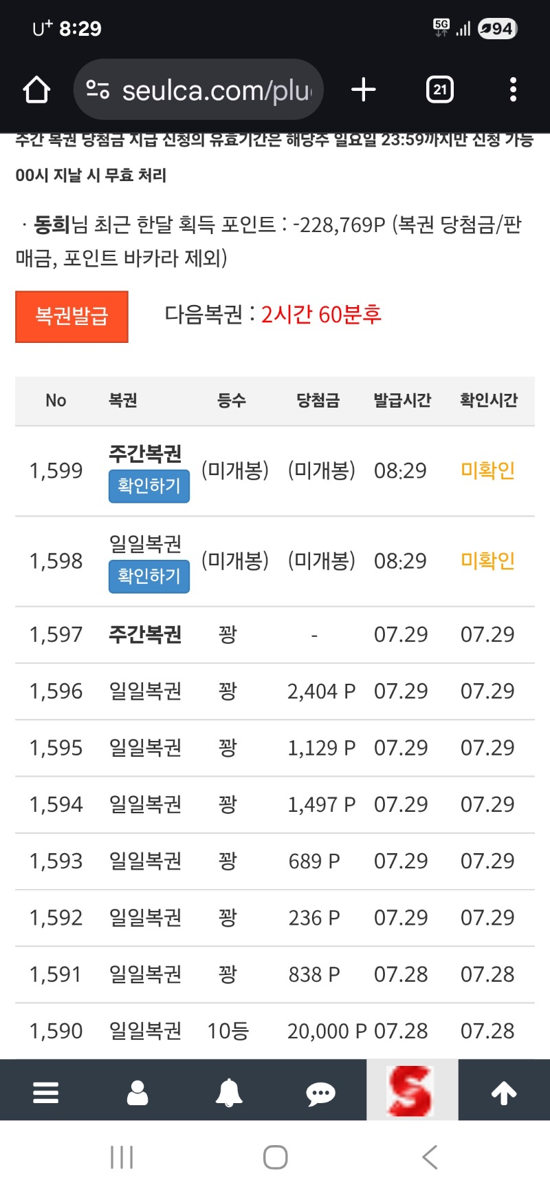 쌍복인데.또 다 꽝이네.진짜 너무해!