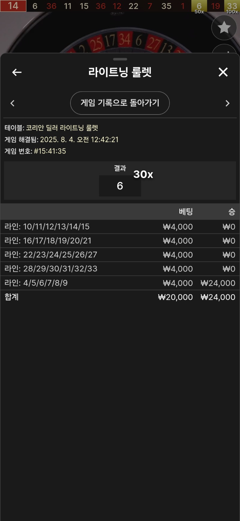 룰렛 승!