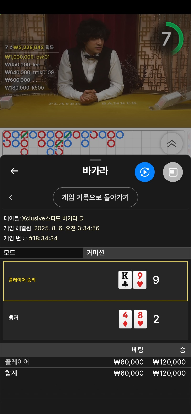 바카라 2승 마무리