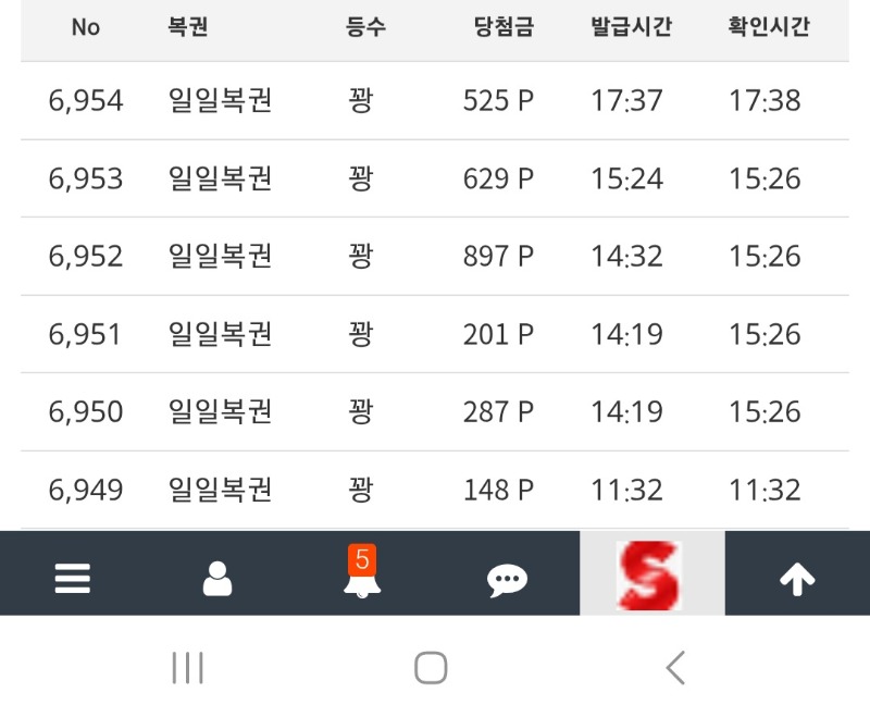일복6개 꽝포 합계가 3000도안되냐