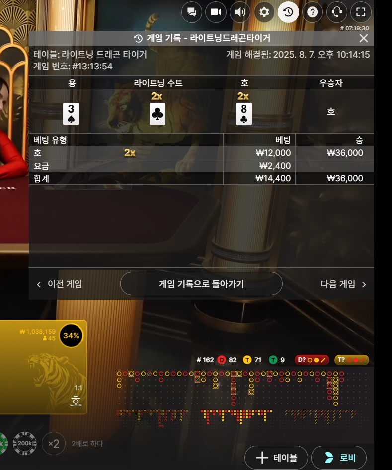 라이트닝용호 소액 승