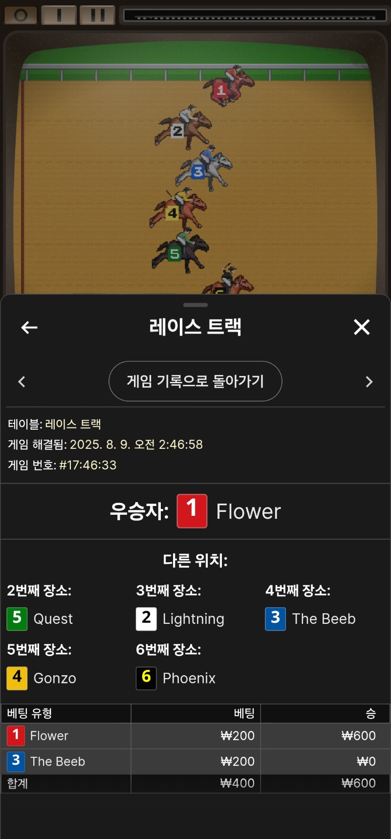 초소액 심심풀이 레이스경마 승2