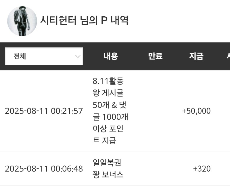 활동안 포인트 감사합니다