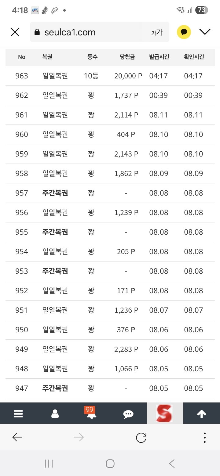 일복 10등 당첨