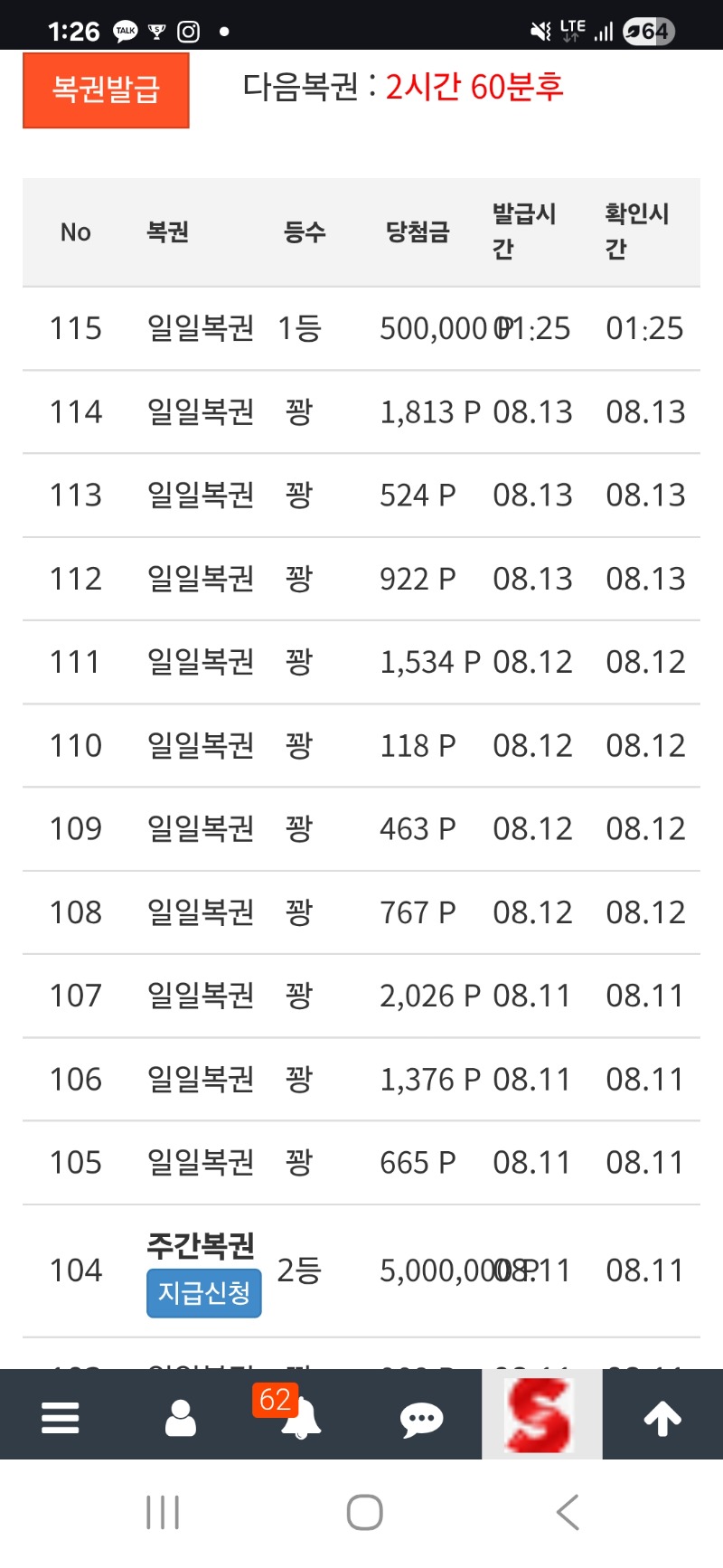 일복 1등 감사합니다