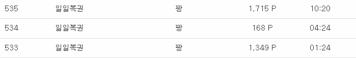 오전복권 3장은 모두....꽝