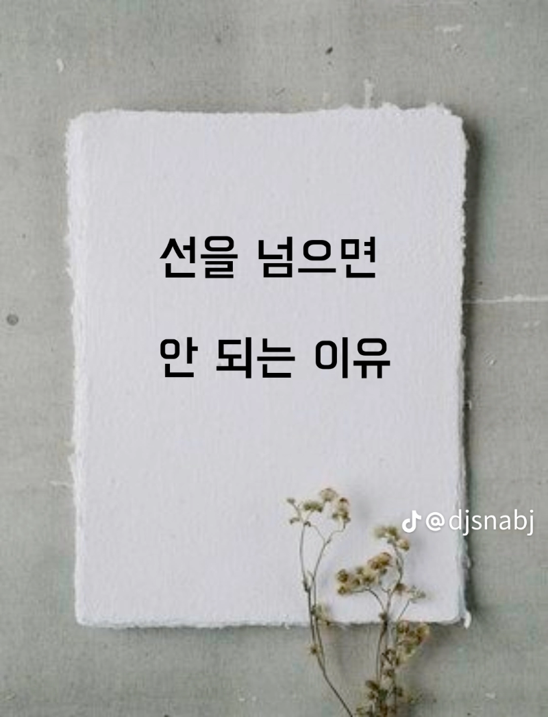 굿밤~선 넘의면  안 되는 이유!!