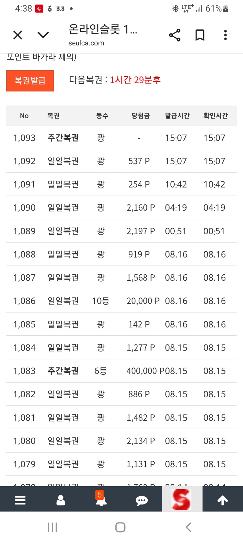 주복 6등 입니다