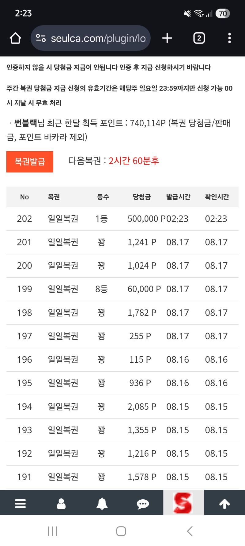 일복 1등;;;