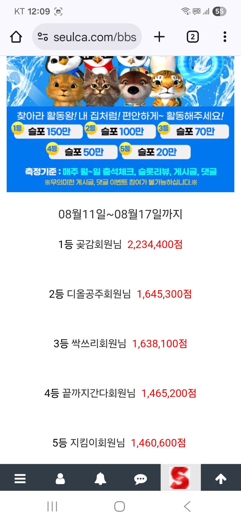활동왕 5등