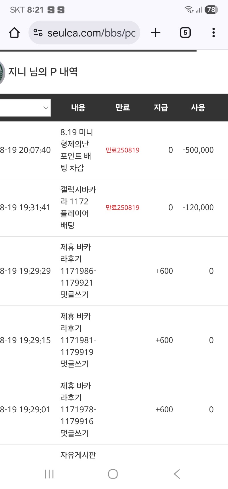 미니형난 베팅 완료