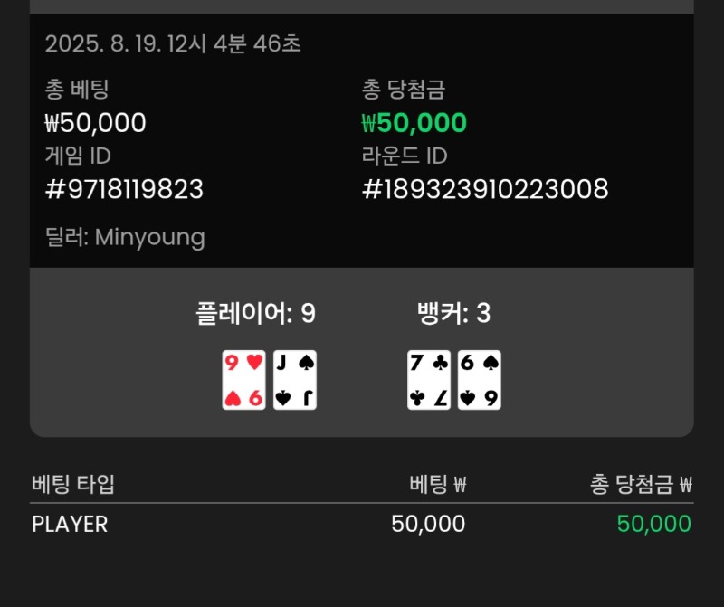 바카라 플레이어 1승
