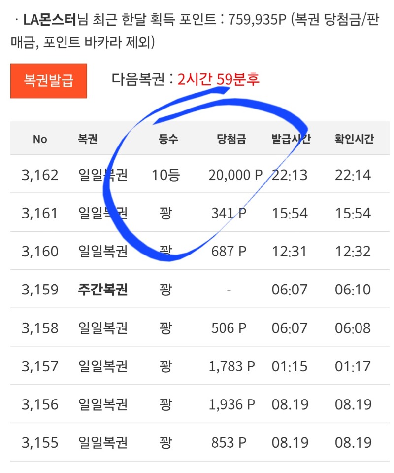 일복 10둥~~