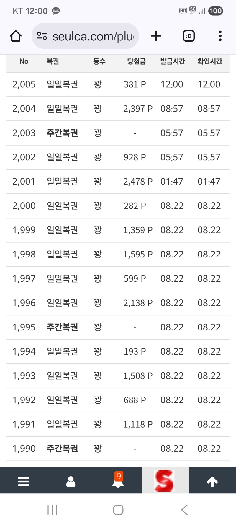 현재 57꽝 입니다