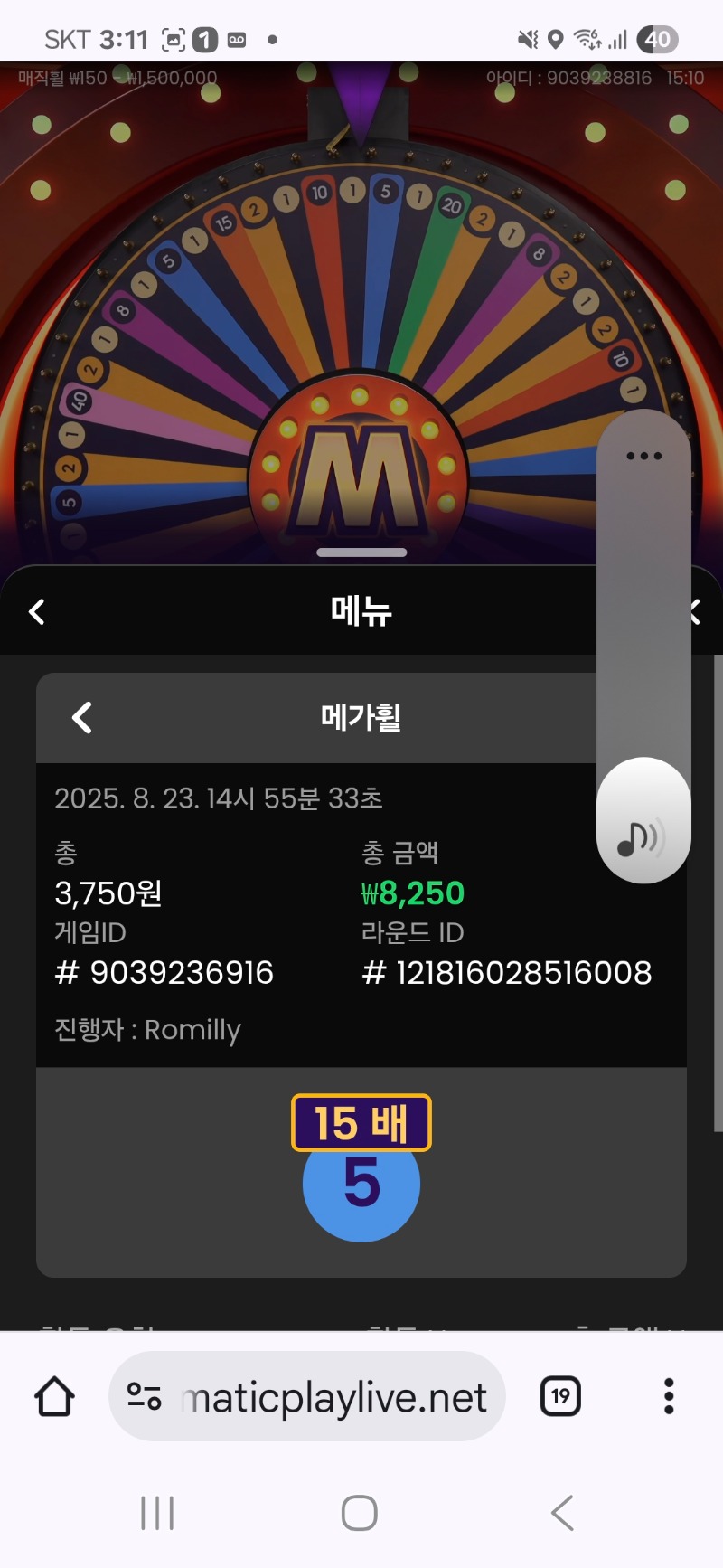 메가휠. 다시이겼다