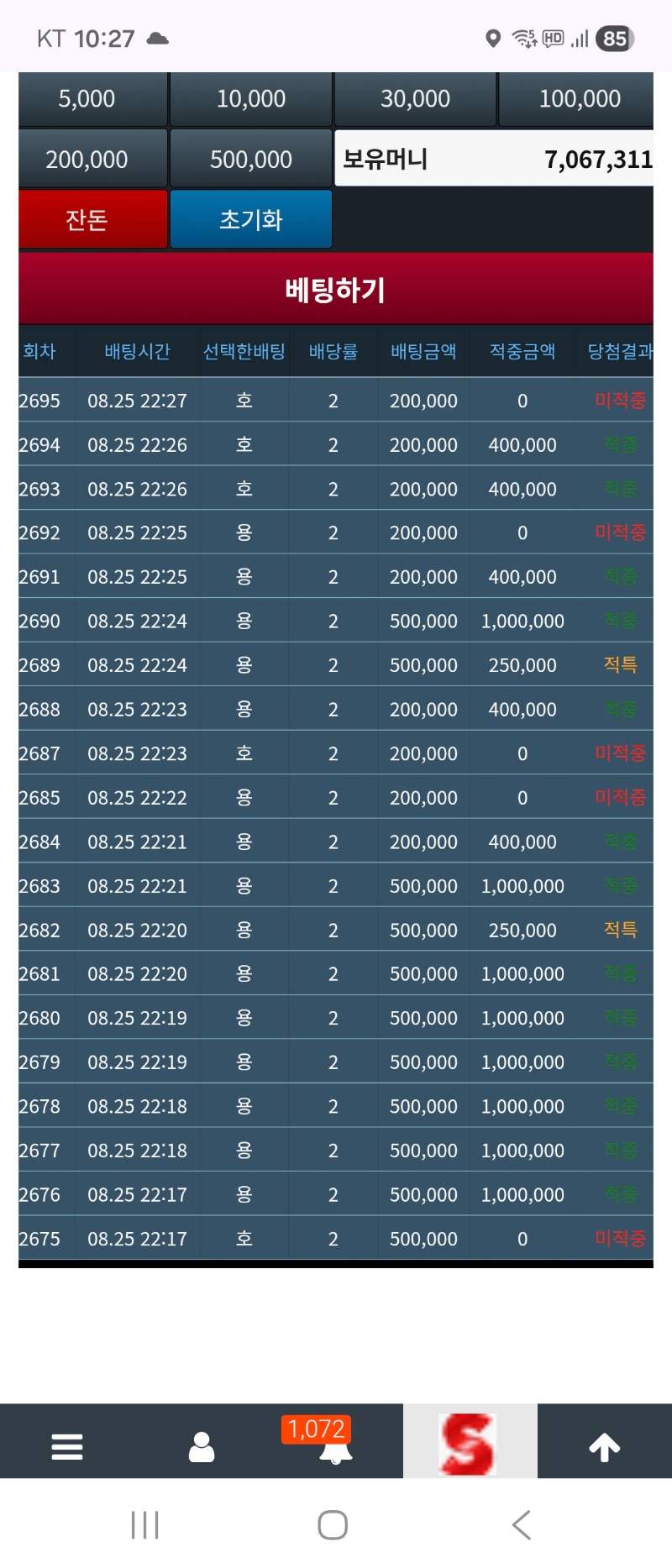 슬포700만 성공 눈빠지겠다  휴..