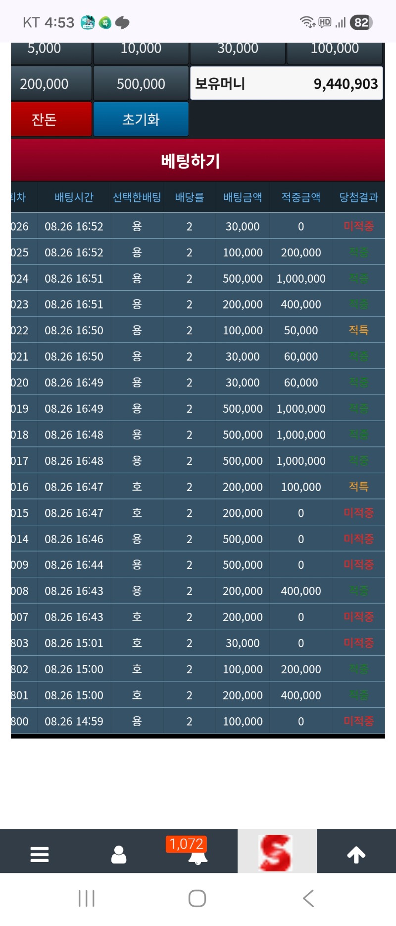 900만 슬포 성공 3번째  용줄
